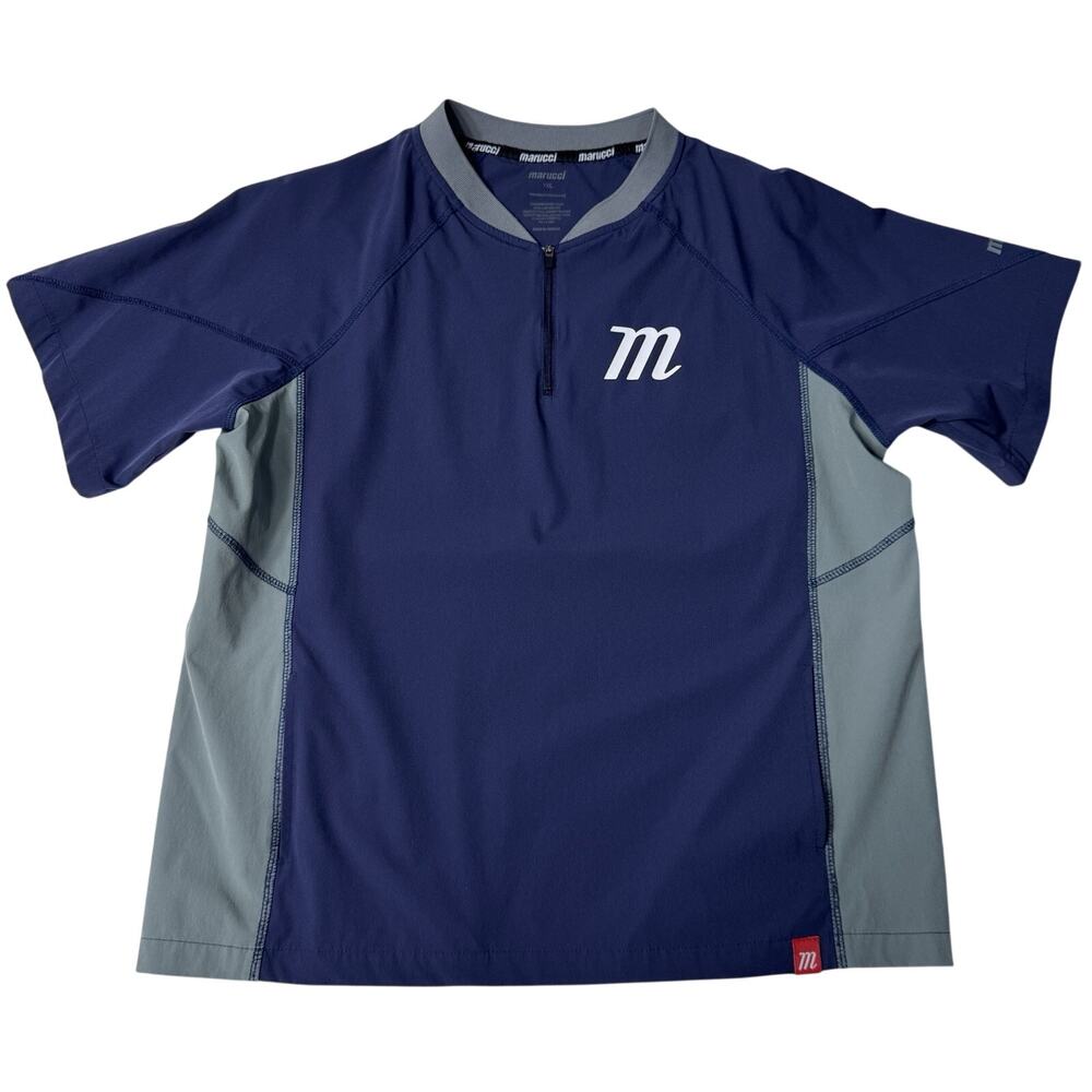 Marucci Youth XL Baseball Training Shirt Quarter Zip Blue Gray Athletic